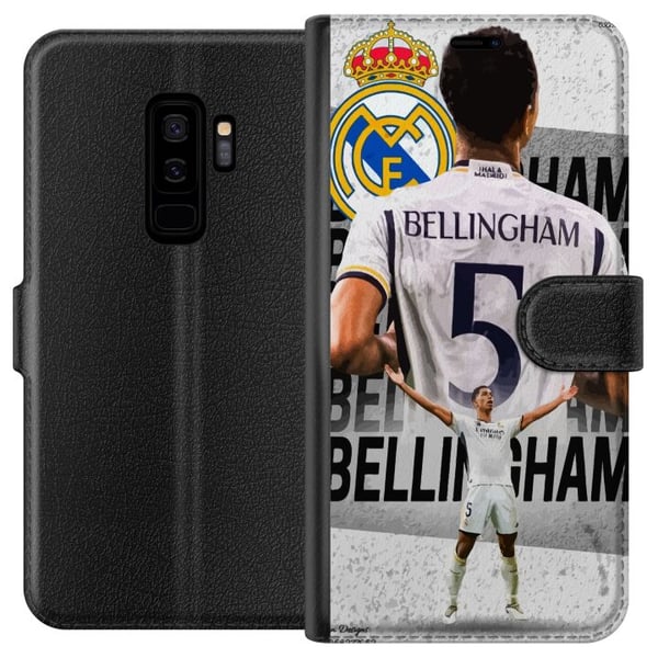 Yhteensopiva Lompakkokotelo Samsung Galaxy S9+ Real Madrid Jude Bellingham puolustaja numero 5 -paidassa suuri seuran tunnus mustavalkoinen kontrasti Yhteensopiva Lompakkokotelo Samsung Galaxy S9+ Real Madrid Jude Bellingham puolustaja numero 5 -paidassa suuri seuran tunnus mustavalkoinen kontrasti