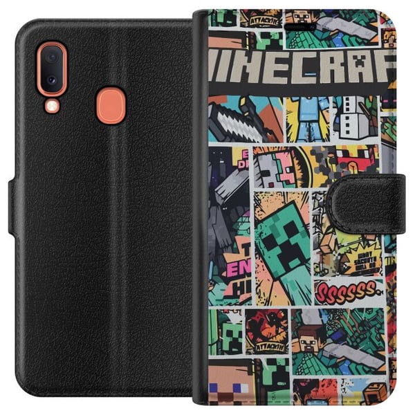 Kompatibelt Lommeboketui til Samsung Galaxy A20e Minecraft Kunsthåndverk Kompatibelt Lommeboketui til Samsung Galaxy A20e Minecraft Kunsthåndverk