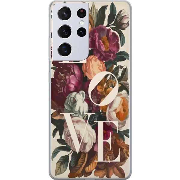 Kompatibelt Mobildeksel til Samsung Galaxy S21 Ultra 5G Love blomstermotiv med pioner i vintage stil, romantisk og varm design for deg som elsker kla Kompatibelt Mobildeksel til Samsung Galaxy S21 Ultra 5G Love blomstermotiv med pioner i vintage stil, romantisk og varm design for deg som elsker kla