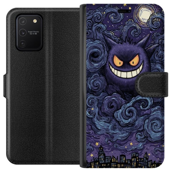 Kompatibelt Lommeboketui til Samsung Galaxy S10 Lite Pokémon Gengar-illustrasjon – Mørkt motiv med stjernehimmel og bykunst Kompatibelt Lommeboketui til Samsung Galaxy S10 Lite Pokémon Gengar-illustrasjon – Mørkt motiv med stjernehimmel og bykunst