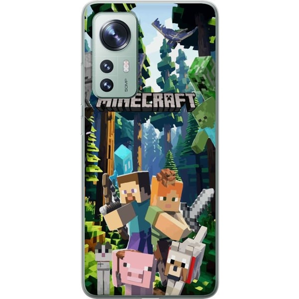 Yhteensopiva Puhelinkuori Xiaomi 12 Minecraft-matkapuhelinkotelo metsällä ja pikselityylisillä hahmoilla