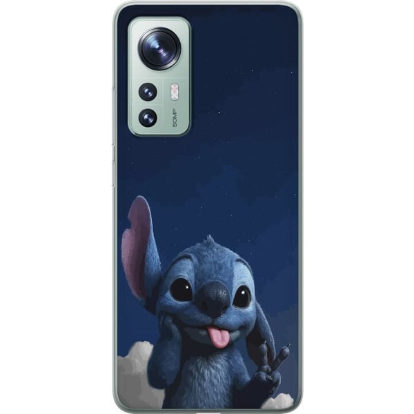 Yhteensopiva Puhelinkuori Xiaomi 12 Stitch Disney sininen avaruusolento Lilo ja Stitch kawaii-hahmo yötaivas tähtitaivas söpö sarjakuvataide