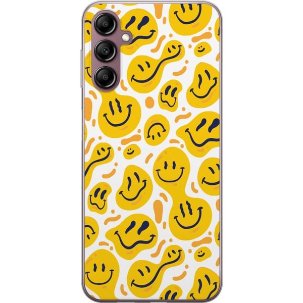 Kompatibel Mobilcover til Samsung Galaxy A14 5G Legende smileymønster med gule former i moderne grafisk stil