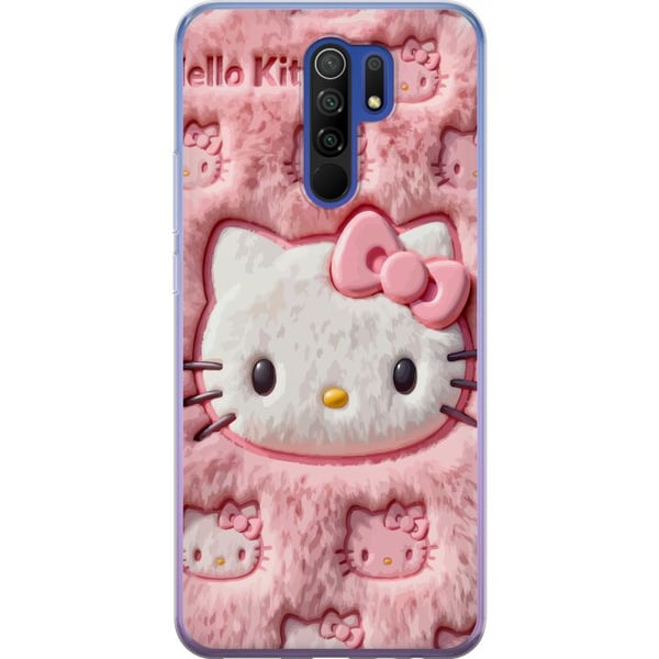 Kompatibelt Mobilskal till Xiaomi Redmi 9 Hello Kitty-inspirerad rosa fluffdesign med ikoniskt kattansikte i kawaii-stil