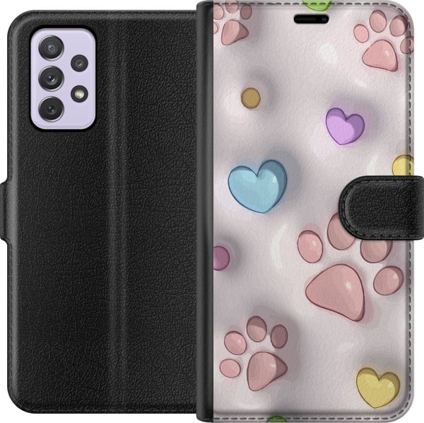 Kompatibelt Plånboksfodral till Samsung Galaxy A52s 5G Fluffiga Tassar
