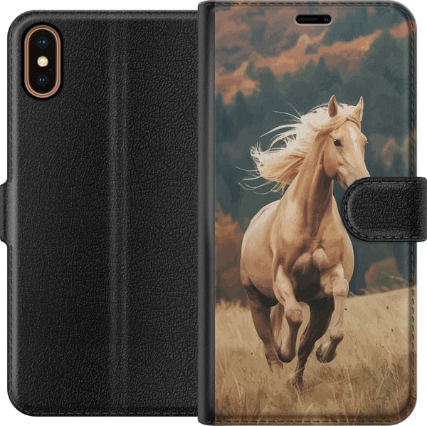 Kompatibel Tegnebogsetui til Apple iPhone XS Løbende Hest