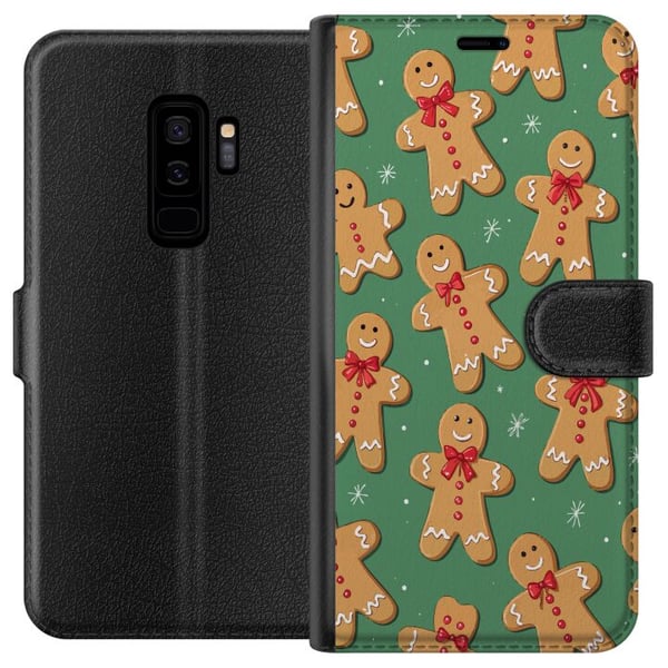 Yhteensopiva Lompakkokotelo Samsung Galaxy S9+ Jouluinen piparkakkukuvio – piparkakku-ukkoja suloisessa jouludesignissa, vihreällä taustalla ja talvi Yhteensopiva Lompakkokotelo Samsung Galaxy S9+ Jouluinen piparkakkukuvio – piparkakku-ukkoja suloisessa jouludesignissa, vihreällä taustalla ja talvi