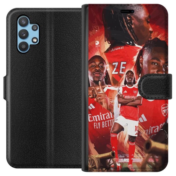 Kompatibel Tegnebogsetui til Samsung Galaxy A32 5G Arsenal-collagedesign – Eberechi Eze i rød trøje, flere illustrationer