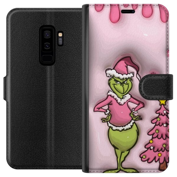 Kompatibel Tegnebogsetui til Samsung Galaxy S9+ Grøn julefigur i lyserød nissedragt, sjovt og farverigt twist på den klassiske juledyrker for et humo Kompatibel Tegnebogsetui til Samsung Galaxy S9+ Grøn julefigur i lyserød nissedragt, sjovt og farverigt twist på den klassiske juledyrker for et humo