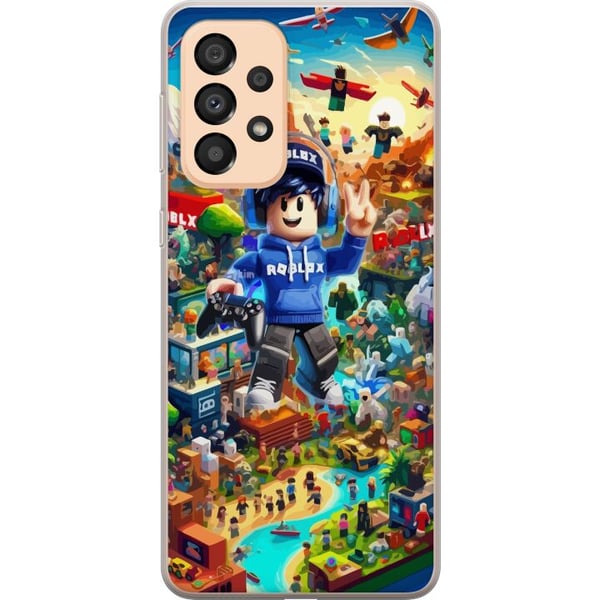 Yhteensopiva Puhelinkuori Samsung Galaxy A33 5G Suuri, yksityiskohtainen Roblox-maailma täynnä hahmoja, seikkailuja ja värikkäitä ympäristöjä