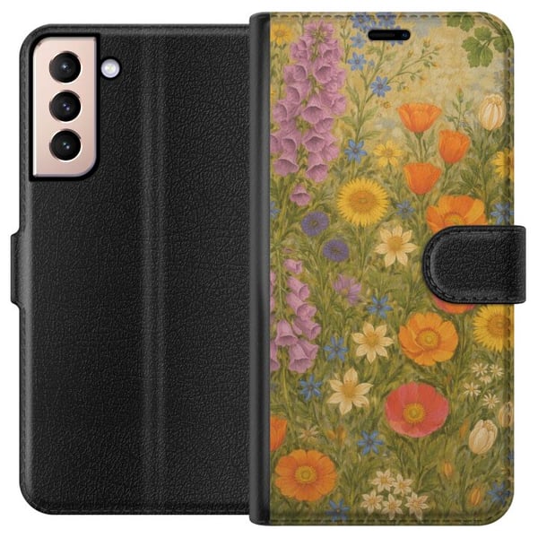 Kompatibelt Lommeboketui til Samsung Galaxy S21 Eng i full blomst med ville farger og nostalgisk følelse Kompatibelt Lommeboketui til Samsung Galaxy S21 Eng i full blomst med ville farger og nostalgisk følelse