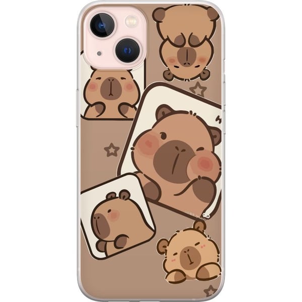 Kompatibel Mobilcover til Apple iPhone 13 Capybara Frame Friends Legende design med små kapivarer i felter med stjerner og beige baggrund
