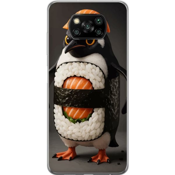 Kompatibel Mobilcover til Xiaomi Poco X3 NFC Sushi-pingvindesign – Kreativt kawaii-motiv med laks, ris og tang