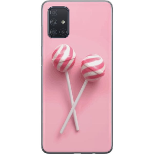 Kompatibel Mobilcover til Samsung Galaxy A71 Lyserøde slikkepinde og slikdesign – Sødt pastelmotiv til trendy accessories