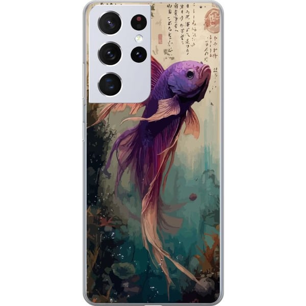 Yhteensopiva Puhelinkuori Samsung Galaxy S21 Ultra 5G Aasialainen koikala japanilainen akvaario