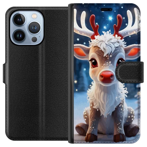 Kompatibelt Lommeboketui til Apple iPhone 13 Pro Søt reinsdyr vinter julemotiv kawaii reinsdyr snø lys lys magisk jul søt høytid plakat