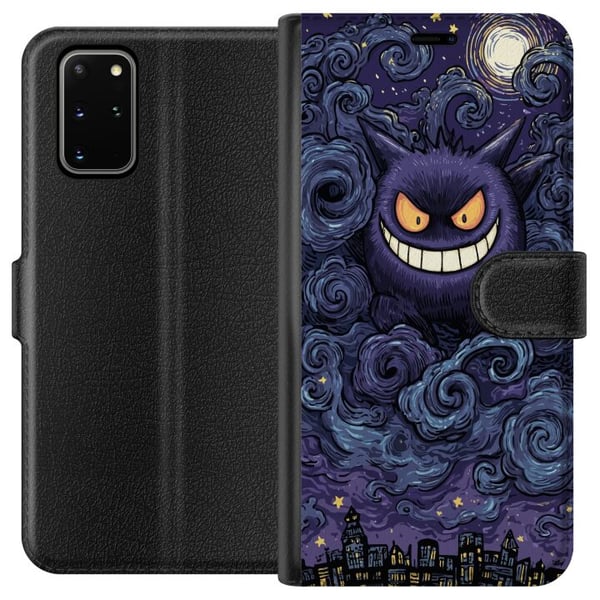 Kompatibelt Plånboksfodral till Samsung Galaxy S20+ Pokémon Gengar illustration – Mörkt motiv med stjärnhimmel och stadskonst