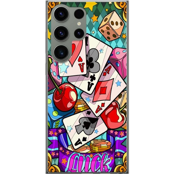 Kompatibelt Mobildeksel til Samsung Galaxy S23 Ultra Lucky Hands casino pop art-design med spillekort, terninger, kirsebær og retroinspirert fargerik Kompatibelt Mobildeksel til Samsung Galaxy S23 Ultra Lucky Hands casino pop art-design med spillekort, terninger, kirsebær og retroinspirert fargerik
