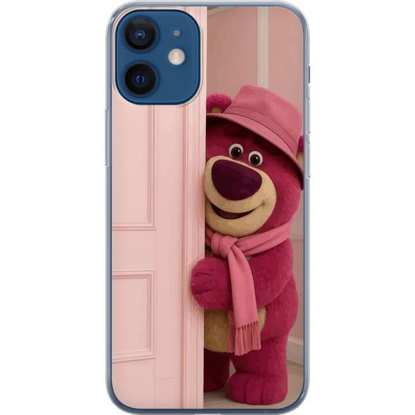 Kompatibel Mobilcover til Apple iPhone 12 Lyserød bamse med hat og tørklæde, sødt pastelfarvet design fyldt med kærlighed, humor og varme
