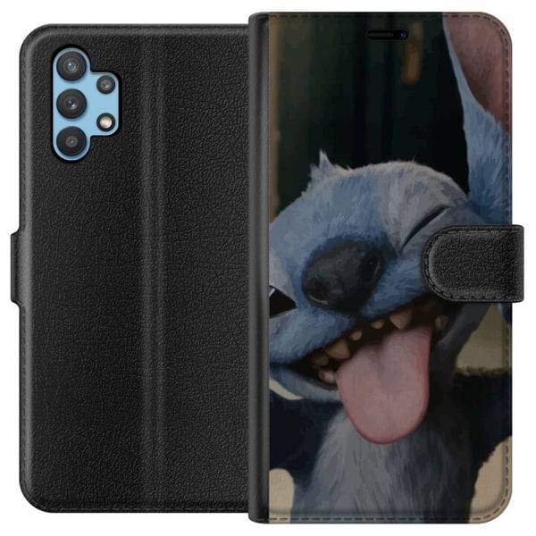 Kompatibelt Plånboksfodral till Samsung Galaxy A32 5G Stitch Söt Alien – Blå Favorit från Yttre Rymden Kompatibelt Plånboksfodral till Samsung Galaxy A32 5G Stitch Söt Alien – Blå Favorit från Yttre Rymden