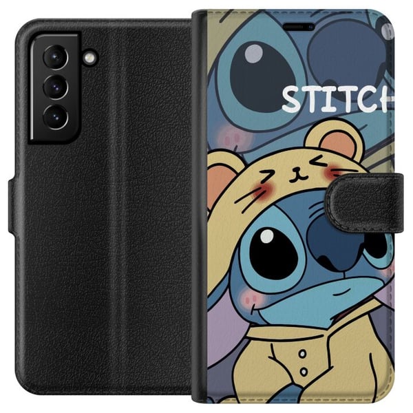 Kompatibelt Lommeboketui til Samsung Galaxy S21+ 5G Disney Stitch blå alien med skilpadde figur Kompatibelt Lommeboketui til Samsung Galaxy S21+ 5G Disney Stitch blå alien med skilpadde figur