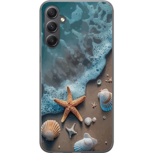Kompatibel Mobilcover til Samsung Galaxy S23 FE Søstjerne og muslinger stranddesign med rolige bølger hav og sand inspireret af feriestemning natur o Kompatibel Mobilcover til Samsung Galaxy S23 FE Søstjerne og muslinger stranddesign med rolige bølger hav og sand inspireret af feriestemning natur o