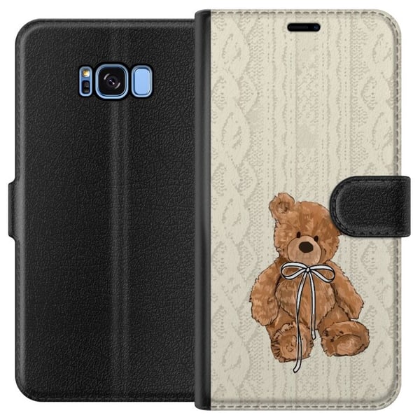 Kompatibelt Plånboksfodral till Samsung Galaxy S8 Liten Nalle – klassisk nalle i enkel design