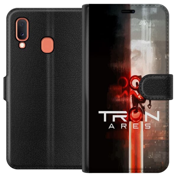 Yhteensopiva Lompakkokotelo Samsung Galaxy A20e Tron Ares sähköinen ruudukkotyyli, moderni sci-fi-design, jossa on voimakkaita värejä, valotehosteita