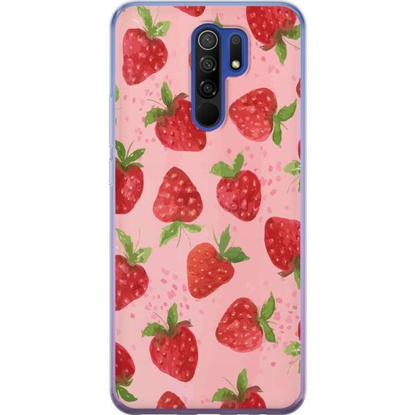 Kompatibelt Mobilskal till Xiaomi Redmi 9 Strawberry Dreams – jordgubbsmönster i retrostil