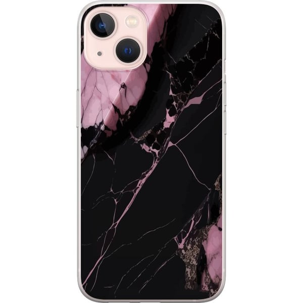 Kompatibelt Mobildeksel til Apple iPhone 13 Svart og rosa marmormønster med sterke kontraster, skarpe sprekkelinjer og polert steinestetikk Kompatibelt Mobildeksel til Apple iPhone 13 Svart og rosa marmormønster med sterke kontraster, skarpe sprekkelinjer og polert steinestetikk