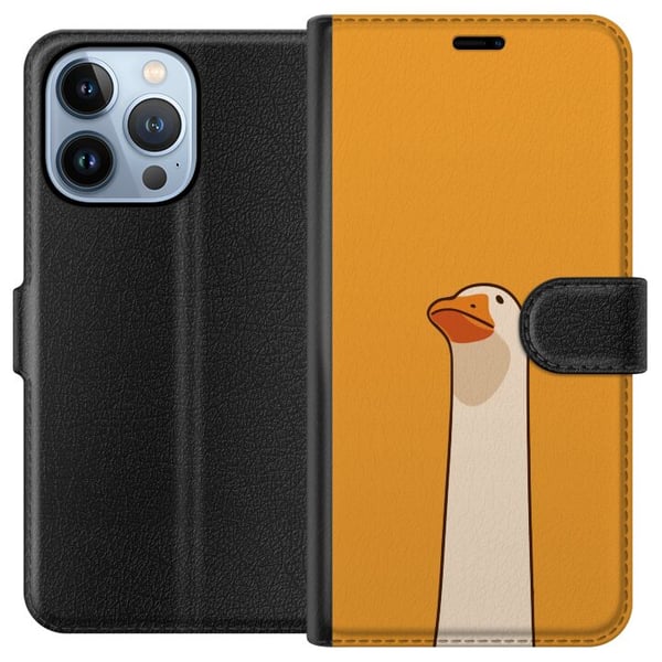 Yhteensopiva Lompakkokotelo Apple iPhone 13 Pro Minimalistinen hanhi-illustratio lämpimällä keltaisella taustalla – humoristinen eläindesign modernil Yhteensopiva Lompakkokotelo Apple iPhone 13 Pro Minimalistinen hanhi-illustratio lämpimällä keltaisella taustalla – humoristinen eläindesign modernil