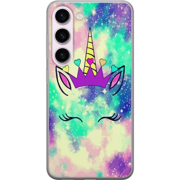 Kompatibel Mobilcover til Samsung Galaxy S23 Pastelfarvet enhjørning med galaksebaggrund, hjerter og krone, magisk legende fantasydesign i moderne og Kompatibel Mobilcover til Samsung Galaxy S23 Pastelfarvet enhjørning med galaksebaggrund, hjerter og krone, magisk legende fantasydesign i moderne og