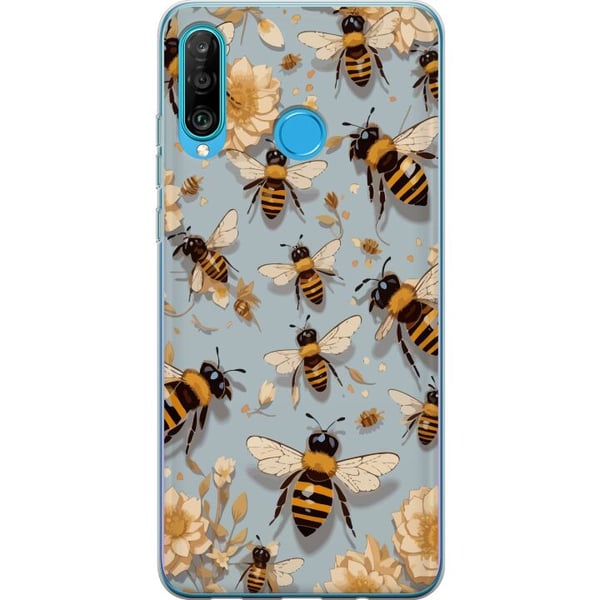Kompatibelt Mobilskal till Huawei P30 lite Bin och blommor blå bakgrund naturinspirerad design med charm och färg för somrigt uttryck Kompatibelt Mobilskal till Huawei P30 lite Bin och blommor blå bakgrund naturinspirerad design med charm och färg för somrigt uttryck