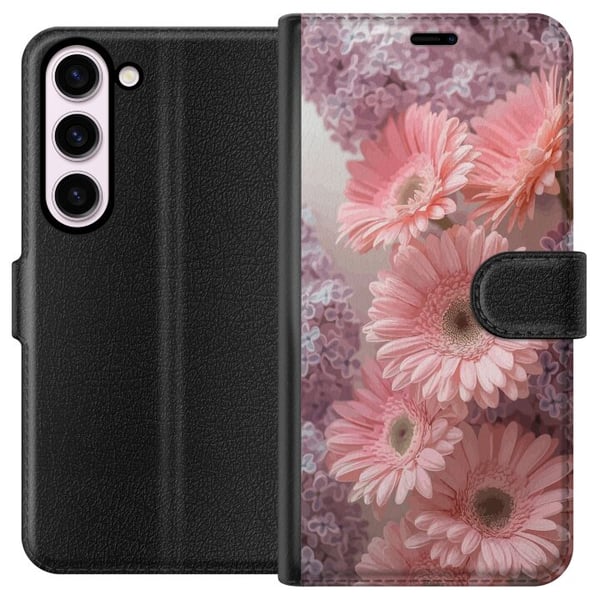 Kompatibel Tegnebogsetui til Samsung Galaxy S23 Lyserøde blomster blomstermønsterdesign