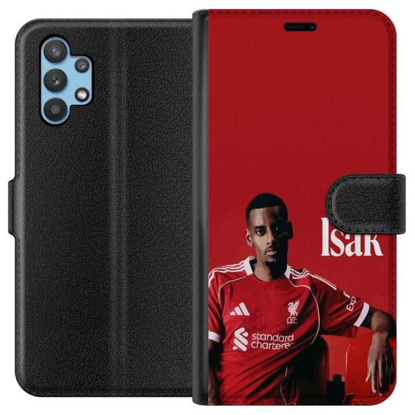 Kompatibelt Plånboksfodral till Samsung Galaxy A32 5G Alexander Isak fotboll poster Liverpool shirt Sweden landslag striker Premier League forward de