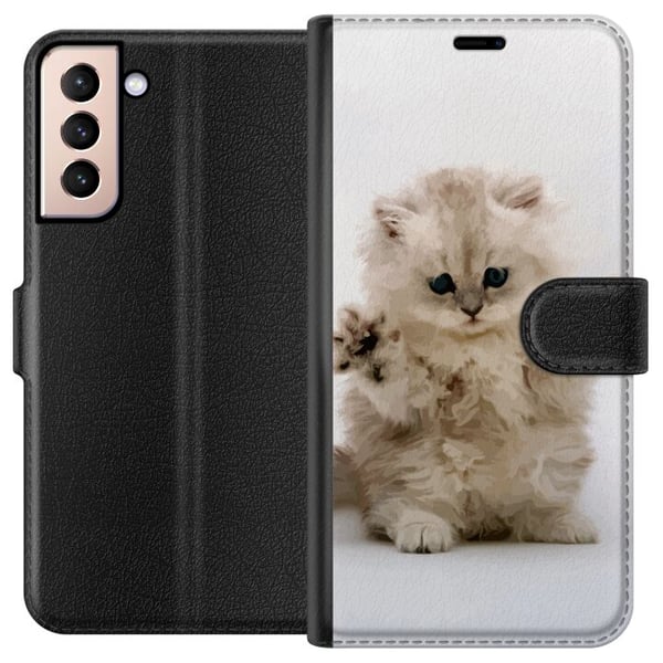 Kompatibelt Lommeboketui til Samsung Galaxy S21 Katt Kompatibelt Lommeboketui til Samsung Galaxy S21 Katt
