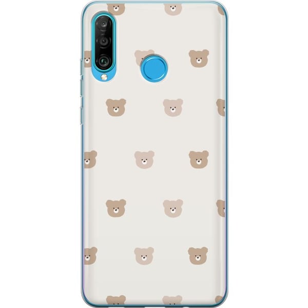 Kompatibelt Mobilskal till Huawei P30 lite Teddy Background – gulliga nallar mot mjuk bakgrund
