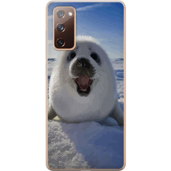 Kompatibelt Mobilskal till Samsung Galaxy S20 FE Sälunge i snön med stort leende och mjuk rund form gulligt vintermotiv med arktisk känsla perfekt fö