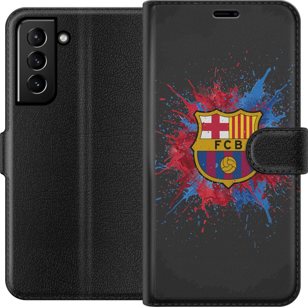 Yhteensopiva Lompakkokotelo Samsung Galaxy S21+ 5G Barcelona Splash Art, jossa on FC Barcelonan tunnus sinisenä ja punaisena – täydellinen jalkapallo