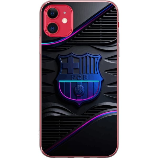 Kompatibel Mobilcover til Apple iPhone 11 FC Barcelona-emblem i neonblåt og rosa med futuristisk metalfølelse