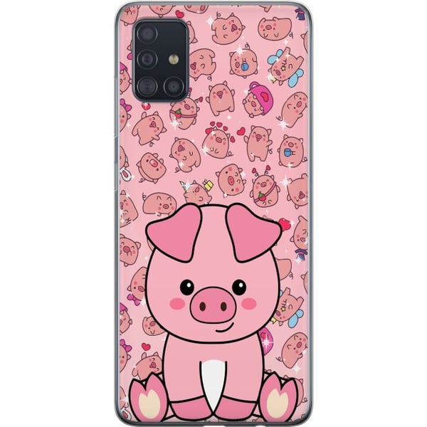 Kompatibelt Mobildeksel til Samsung Galaxy A51 Kawaii Gris Søt Rosa Dyr Anime Kompatibelt Mobildeksel til Samsung Galaxy A51 Kawaii Gris Søt Rosa Dyr Anime