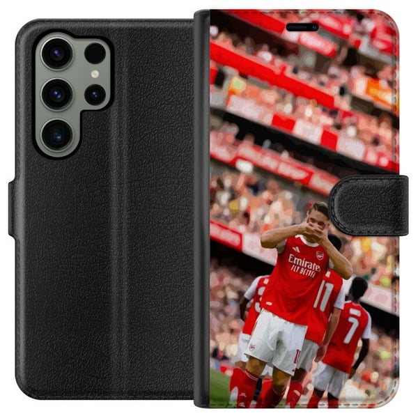 Kompatibel Tegnebogsetui til Samsung Galaxy S23 Ultra Arsenal-illustration – Martin Ødegaard i fodboldtrøje, målgestusdesign Kompatibel Tegnebogsetui til Samsung Galaxy S23 Ultra Arsenal-illustration – Martin Ødegaard i fodboldtrøje, målgestusdesign