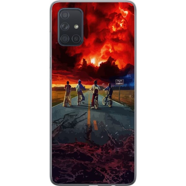 Kompatibel Mobilcover til Samsung Galaxy A71 Sci-fi-inspireret eventyrplakat med cyklende børn – dramatisk himmel og nostalgisk 80’er-stemning