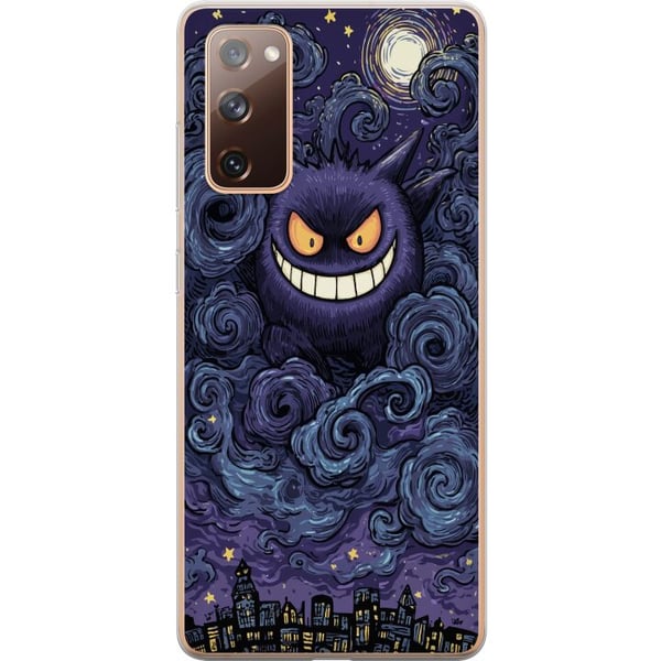 Kompatibelt Mobilskal till Samsung Galaxy S20 FE Pokémon Gengar illustration – Mörkt motiv med stjärnhimmel och stadskonst