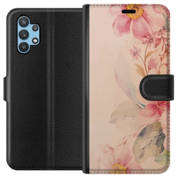 Kompatibel Tegnebogsetui til Samsung Galaxy A32 5G Farverige Blomster