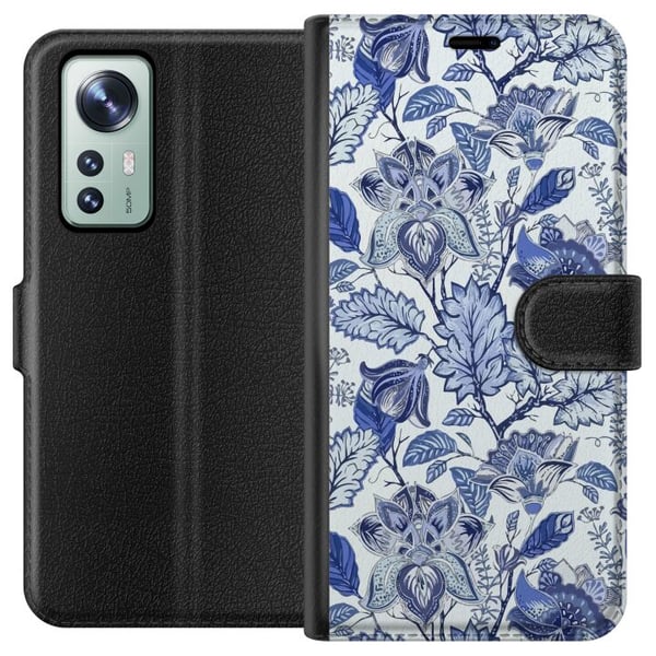 Yhteensopiva Lompakkokotelo Xiaomi 12 Kukat Sininen...