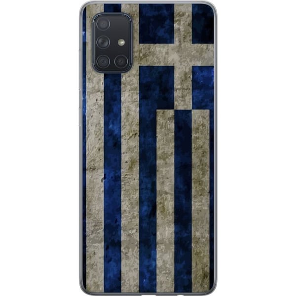 Kompatibel Mobilcover til Samsung Galaxy A71 Græsk flagkunst med blåt og hvidt vintagemønster til dem, der elsker Grækenland og klassisk design