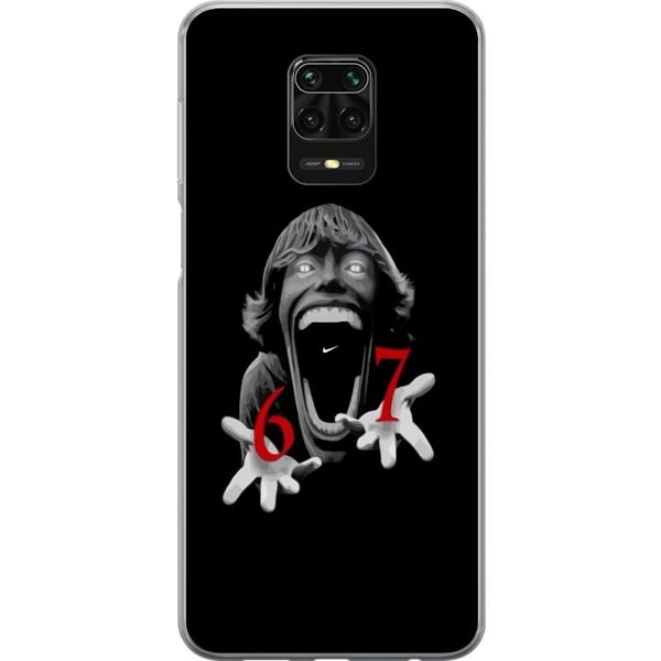 Kompatibel Mobilcover til Xiaomi Redmi Note 9S 67-meme-gyseransigt sort og rødt – gyserinspireret viralt 6–7-design med stærk kontrast og ikonisk udt