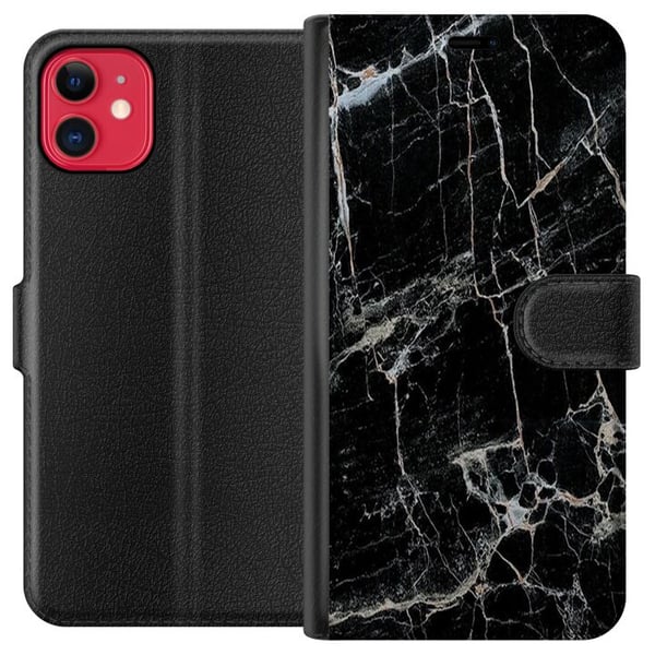 Kompatibel Tegnebogsetui til Apple iPhone 11 Sort marmor Kompatibel Tegnebogsetui til Apple iPhone 11 Sort marmor