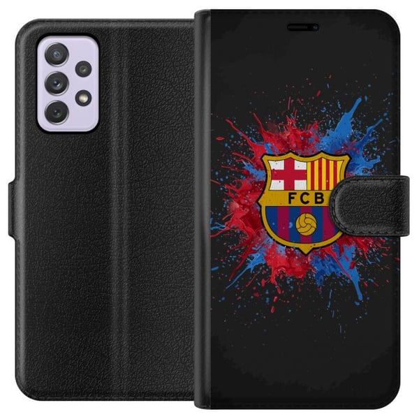 Kompatibelt Lommeboketui til Samsung Galaxy A52s 5G Barcelona Splash Art med FC Barcelonas emblem i blått og rødt, perfekt for fotballfans Kompatibelt Lommeboketui til Samsung Galaxy A52s 5G Barcelona Splash Art med FC Barcelonas emblem i blått og rødt, perfekt for fotballfans
